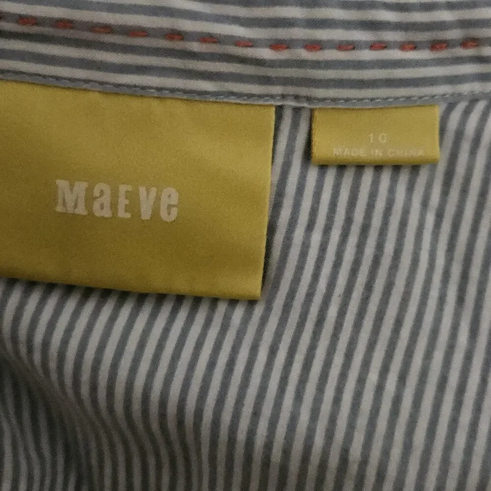 Maeve By Anthropologie Stripe Button Up Blouse Size 10